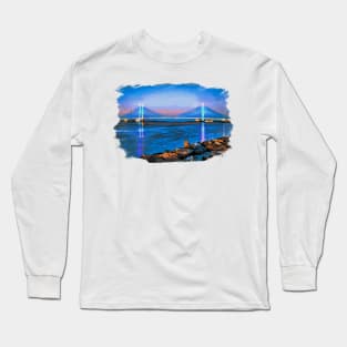 Indian River Inlet Bridge at Twilight Watercolor Long Sleeve T-Shirt